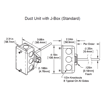 BAPI BA/10K-2-D-12" Duct Temperature Sensor