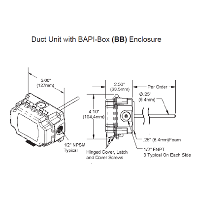 BAPI BA/10K-2-D-10-BB Duct Temperature Sensor