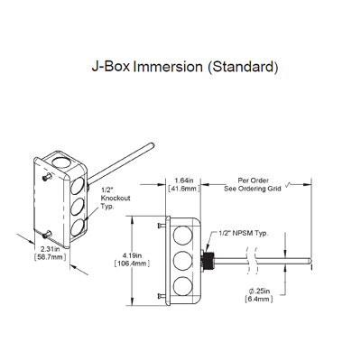 Automated Logic ALC/10K-2[XP]-I-2" Immersion Temperature Sensor